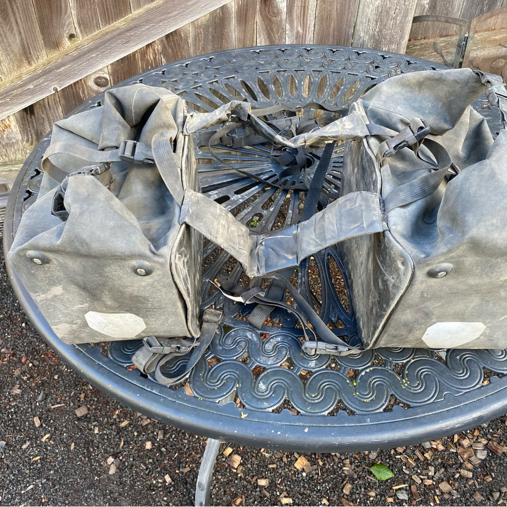 Pair of Used Large Black Ortlieb Motorcycle Touring Panniers